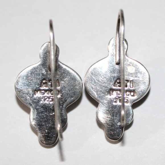 Vintage ATI Sterling Silver Onyx Stone Earrings Southwestern - Picture 2 of 5
